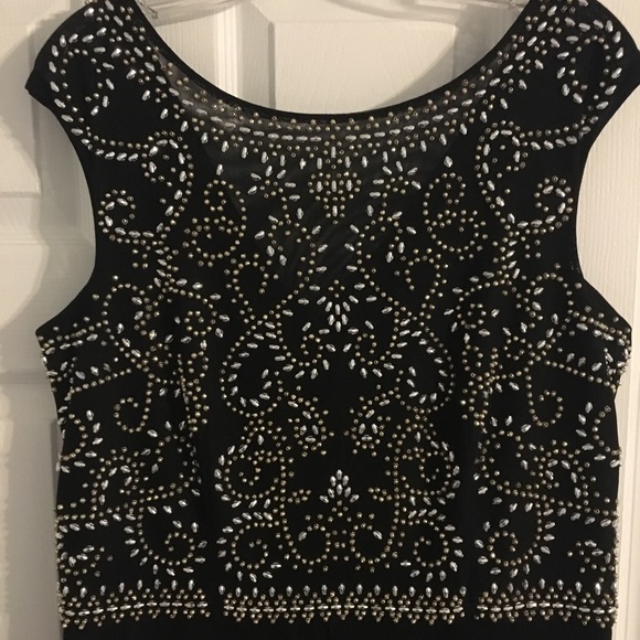 JCPenny Black Floor Length Evening Gown w/ beading - Picture 4 of 4